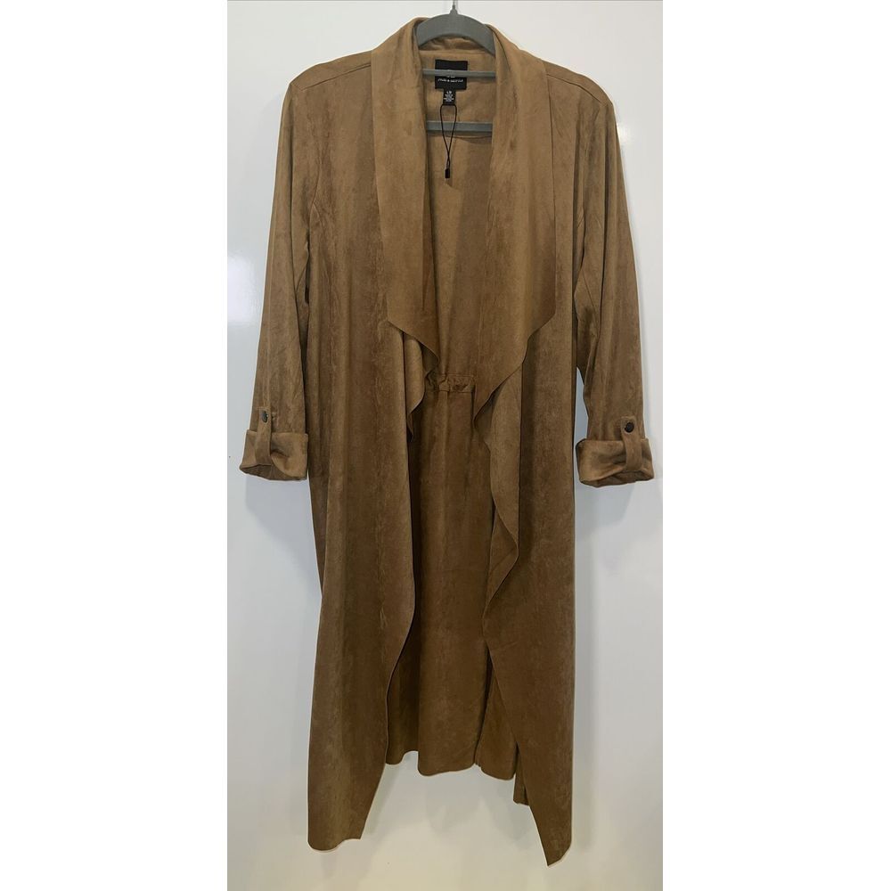 Women's Jules And Leopold Waterfall Cardigan Faux Suede‎ Beige Size L